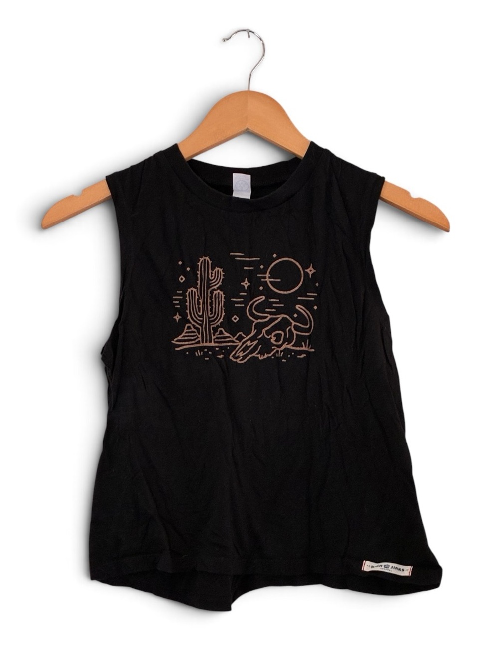 Alternative | Black crewneck sleeveless cotton tank top desert print size XS